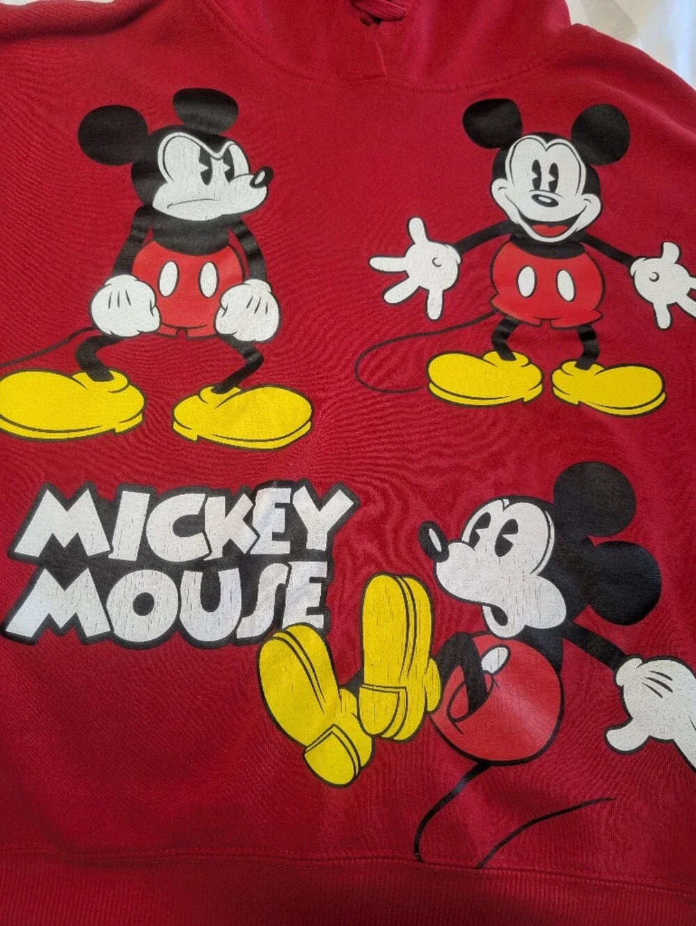 Disney Mickey Mouse Red Graphic Print Pullover Hoodie Teens/Kids Size Large